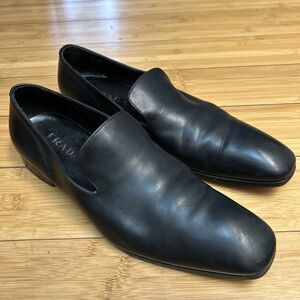 EXCELLENT CONDITION Prada Mens 9.5 Leather Slip On Loafers Dress Shoes Black